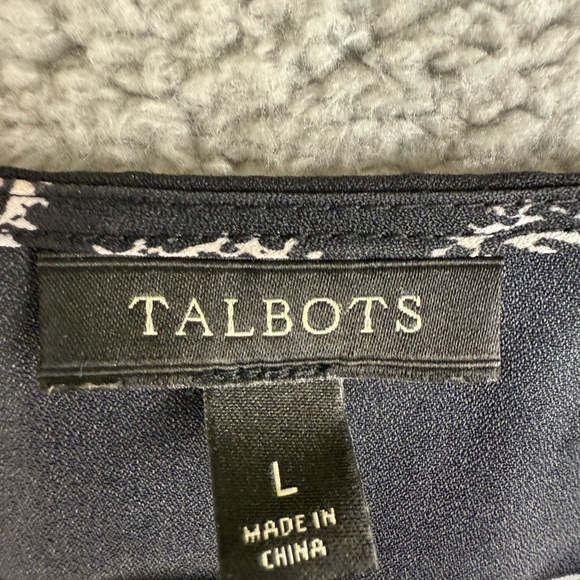 Talbots black and white blouse size L preowned - Picture 2 of 6